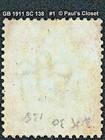 Gb 1911 Sc 138 King Edward Vii Carmine   Dull Green 1sh Ung Hand Cancel F vf  2