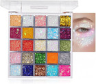 25 Colors Body Glitter Palette  Face Hair Glitter Gel Holographic Chunky Sequ   