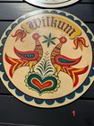 Vintage Jacob Zook Pennsylvania Dutch scandi Decor Round Wood Wall Decor 6 Total