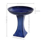 Nantes Blue Ceramic Bird Bath - 16  H By Sunnydaze
