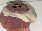 Antique Velvet Flower Pin Cushion Pillow With Embroidered Pansy Needle Pocket
