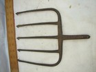 Lg Early 5-tine Fish Eel Frog Gig Tool Spear Head Hand Forged Fishing Tool Fork