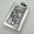 Ornate Scenic Flask Asian Sterling Silver