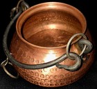 Hand Forged Dovetail Copper Cauldron Hanging Kettle Outdoor Planter Pot 7 Inches