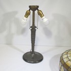 Large Antique Lamb Brothers And Greene Leaded Stained Slag Glass Lamp