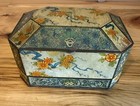 Vtg Tea Tin Container The Metal Box Company England Octagon Floral Bisquit Lid