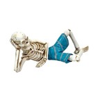 Reclining Skeleton Beach Figurine Aqua Resin Tabletop Decor 9 Inches Wide