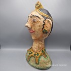 Vintage Antique 14  Large Indian Princess Bust Papier Mache Colorful Sculpture