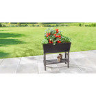 32 25 In  W X 31 In  H Elevated Resin Patio Garden Bed In Brown