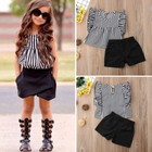 2pcs Toddler Kids Baby Girls Summer Outfit T-shirt Tops shorts Pants Clothes Set