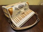 United Accordian Pearl   Gold Bakelite  Made In Italy   24 Key  With Case