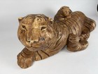 Vintage Mcm Italian Asian Tiger Cubs Handpainted Statue Heavy Plaster Cast 32 Lb