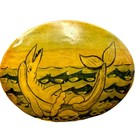 Vintage Kashmir Papier Mache Boxes Oval Sea Life Unicorn Hand Painted