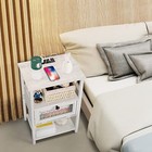 Nightstand W charging Station Sofa Bedside Side End Table W storage Drawer White