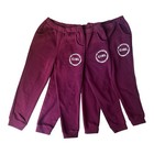 Lot 3 Girls Maroon Kids Graphic Jogger Pants Size 7-8 130 Elastic Pullon Ctn Euc