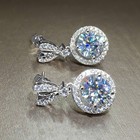 925 Silver-post Zircon Heart Dangle Earrings