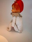 Vintage Japan Knee Hugger Elf W  Nippon Sticker     White Felt Pixie     1960s 