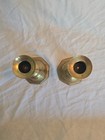Vintage Brass 19th Century Pair Of 6 5    Candlesticks Octagonal Victorian Push Up