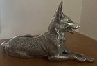Antique Peltro Italy Heavy Pewter German Shepherd Figurine Statue 4 5 