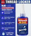 Threadlocker Blue  Thread Lock Medium Strength 50 Milliliters  Blue 