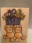 Penny Black Bears Basket Flowers Umbrella Set 2  2007 09new  Rubber Stamp