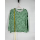 Appleseed s Floral Print Long Sleeve T-shirt Cotton Top Green White M