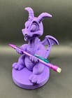 3d Printed Purple Dragon Pen Holder Fantasy Desk Decor Pencil Stand Gift