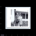 Old Vintage Square Photo Pair Duo Women By House 1964 Snapshot Photograph