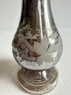 Antique Mercury Glass Blown Vase Silver W  Embossed Vines  Grapes Floral 8 5   
