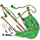 Irish Green Scottish Highland Bagpipes Silver Mounts 100  Playable With Bag Reed