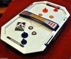 Electronic Table Top Hockey Set air Suspended paddles pucks scorers kids 6  new