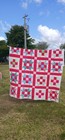 87  X 72  Antique Hand Crafted Red White Patchwork Star Plus Quilt 