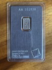 Valcambi Suisse 1g Platinum Bar 0 9995 Fine In Assay Card certificate