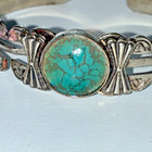 Vintage Cuff Bracelet Turquoise Stone Small Size Slight Damage