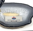 Vintage Brazilian Agate Stone Geode Lipic Pen Holder W amoco 1989 Logo Plate