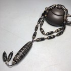 Rare Tibetan Old Oily Agate Dzi Multiple Totems Beads Necklace S0204