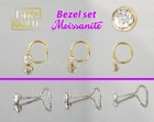 Solid 14kt White   Yellow Gold 22g Nose Screw Stud With Bezel Set Moissanite