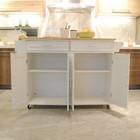 Kitchen Island Cart Rolling Trolley Rubber Wood Top Adjustable Storage Cabinet