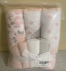 Baby Girl 6-piece Pink Elephant Hooded Bath Towel   Washcloth Set - Pink
