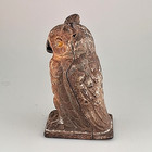 Antique Cast Iron Owl Still Bank Figural Coin Bank Small Original Paint  4 25 In