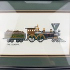 Framed Cross Stitch Train    the General    Steam Locomotive Railroad Artwork 1993