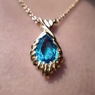 5 Ct Swiss Blue Topaz Pendant 925 Sterling Silver Pear Shape Handmade Necklace
