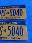 New York Empire State Ny Orange   Blue License Plate Pair Jhs 5040