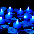 Artificial Rose Petals Blue Set With Heart Led Tea Lights For Wedding  Proposal