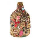 Vtg 1960s Large Primitive Folk Art Memory Jug Costume Jewelry Beads Buttons Toys