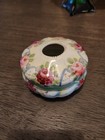 Vintage Victorian Hand Painted Porcelain Floral Hair Receiver Vanity Gold Gilt