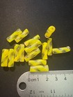 15  Striped Glass Beads  b715 - Yellow Swirl Lamp Work - 20mm