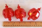 Set Of 3 Vintage Red Plastic Christmas Reflector Ornaments Mid Century