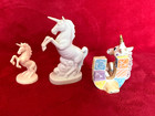 Lot 3 Unicorn White Porcelain Ceramic Figurine Small - Otagiri Japan    Read  Rn