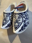 Vintage Holland Windmill Wood Dutch Clog Shoes Hand Carved Painted Floral